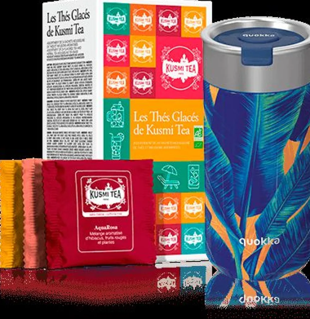 Kusmi Tea Eistee-Set Nomade Set mit 24 Teebeuteln Iced Teas und einem Reisebecher mit Filter von Quokka Hot