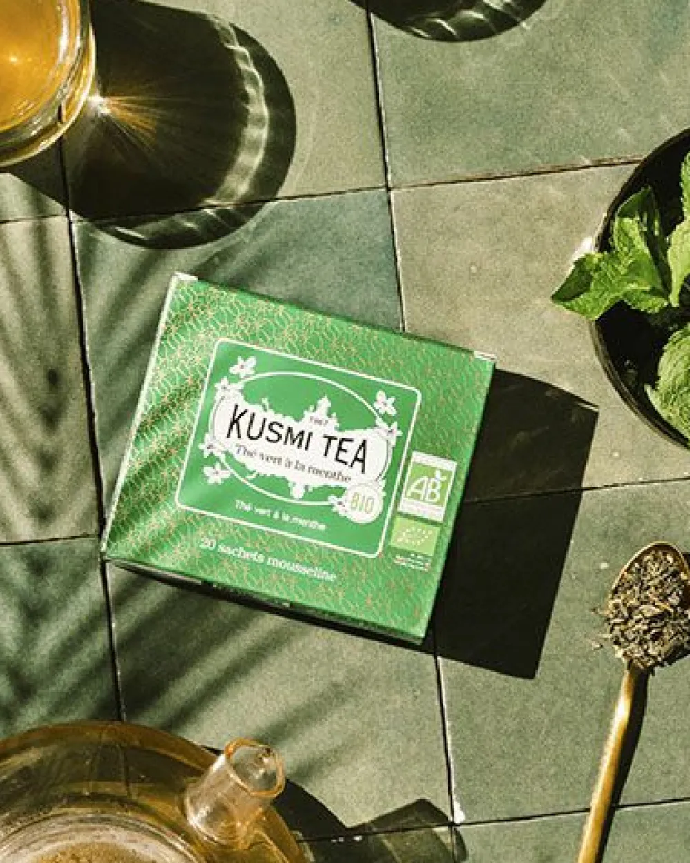 Kusmi Tea Grüner Tee mit Minze bio Gunpowder Tee, Minze Hot